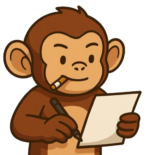 Macaco com papel e caneta